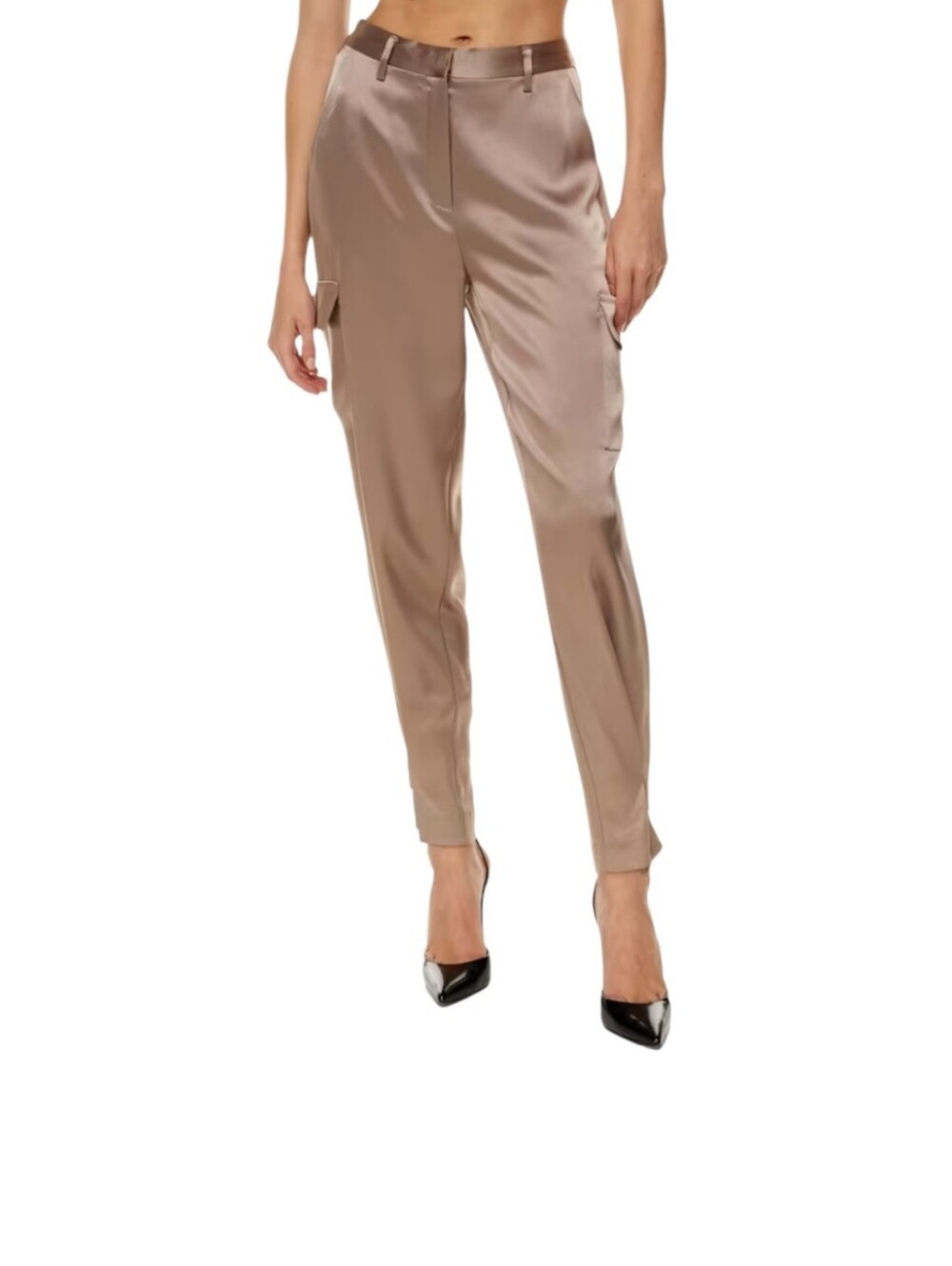 Aritzia Babaton Refined Satin Cargo Pant Taupe High Rise Utility Size 6